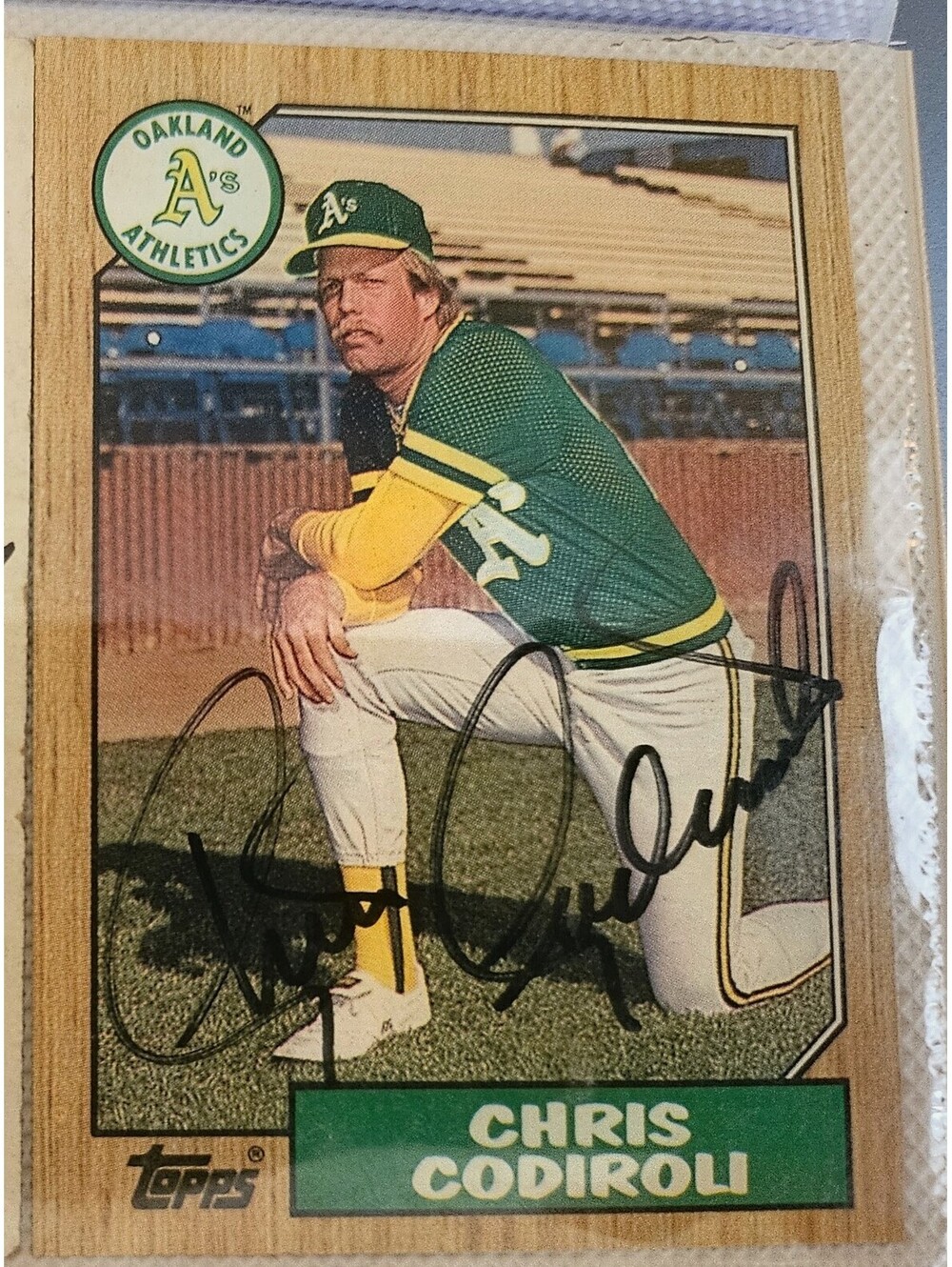 Chris Codiroli (2) Autographed 1987 Topps Oakland A's Baseball Card #217